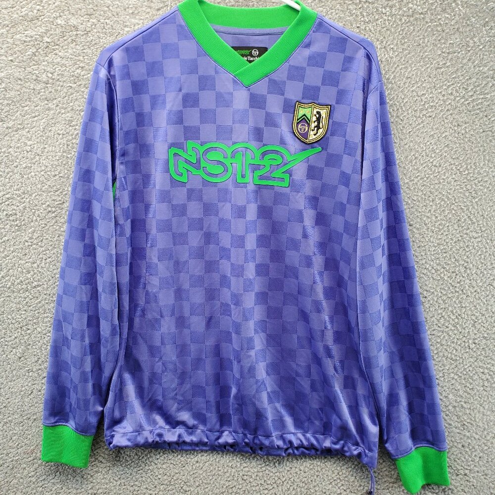 Sergio Tacchini ST x Nast Futbol Soccer Jersey Long Sleeve Purple Green Medium M - Picture 2 of 9